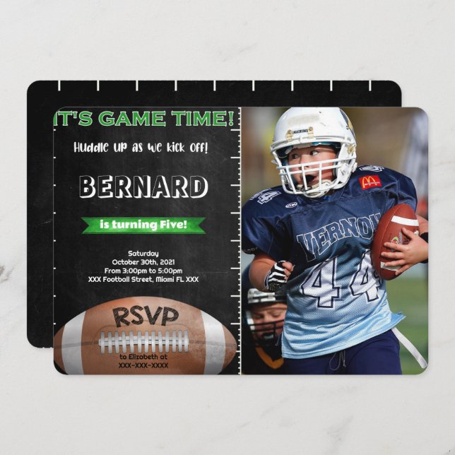 Football Photo Invitation (Front/Back)