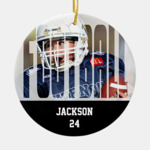 Football Photo Keepsake Ceramic Tree Decoration