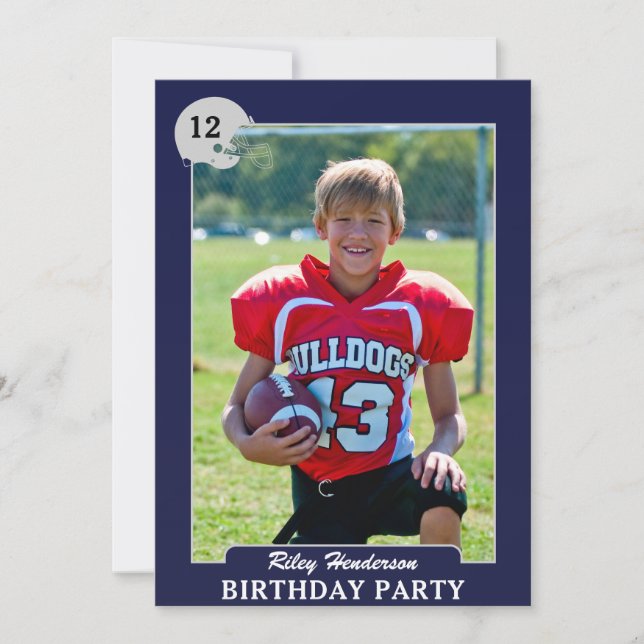 Football Photo Trading Card Birthday Party Invites (Front)