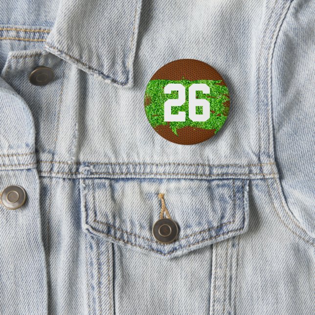 Football Pigskin Turf Player Number Sports Fan 6 Cm Round Badge (In Situ)
