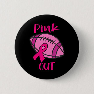Football Pink Out Pink Ribbon Breast Cancer 6 Cm Round Badge