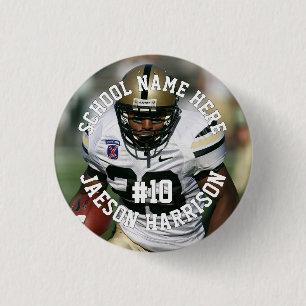 Football Player Add Name Number Team and Photo 3 Cm Round Badge