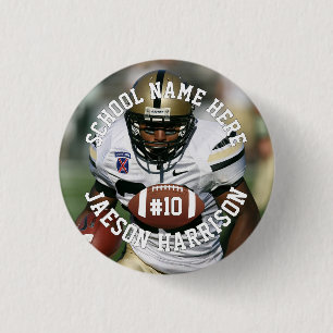 Football Player Add Name Number Team & Photo 3 Cm Round Badge