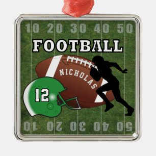 Football 🏈 Player and Green Helmet Metal Tree Decoration