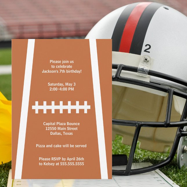 Football Player Ball Custom Sports Birthday Party Invitation (Creator Uploaded)