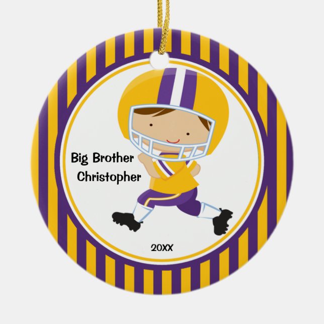 Football Player Big Brother Christmas Ornament (Front)