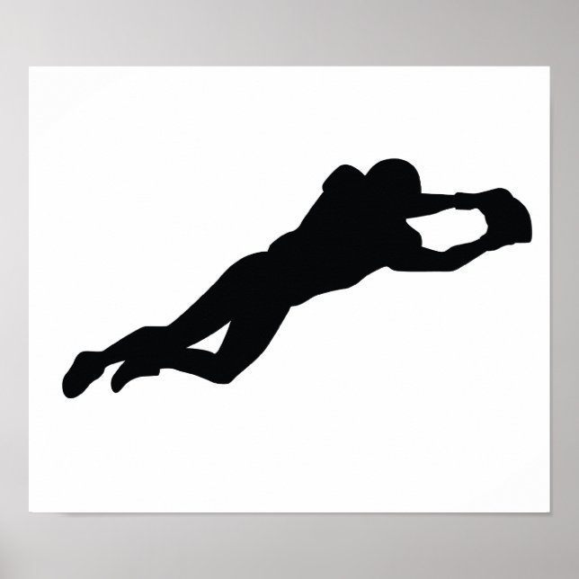 Football Player Black Silhouette Poster (Front)