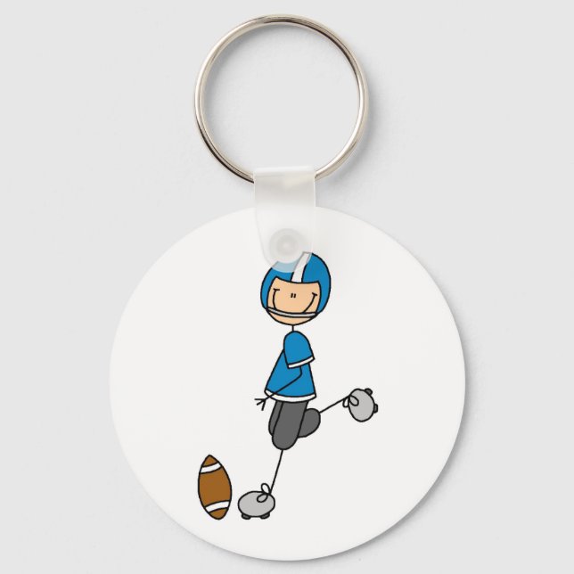 Football  Player Blue T-shirts and Gifts Key Ring (Front)