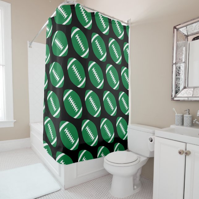 Football Player/Coach Green Footballs Sports Team Shower Curtain (In Situ)