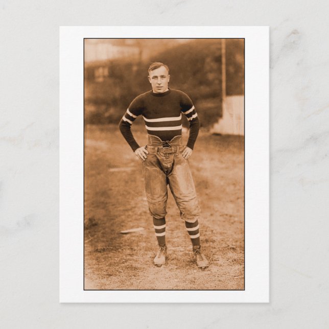 Football Player Early 1900s Vintage Male Photo Postcard (Front)