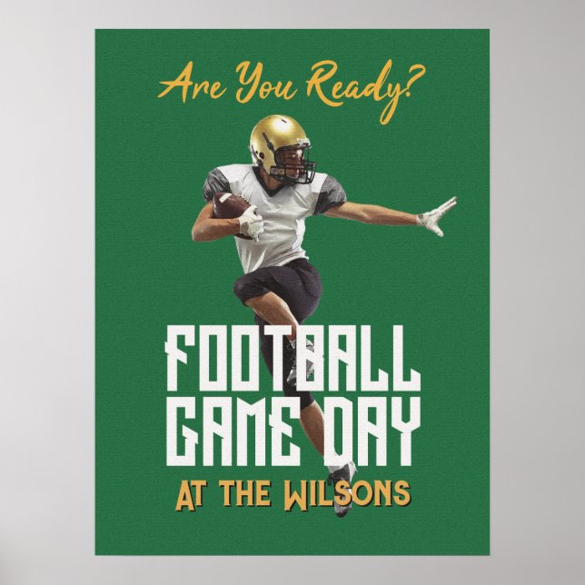 Football Player Game Day Green Poster (Front)