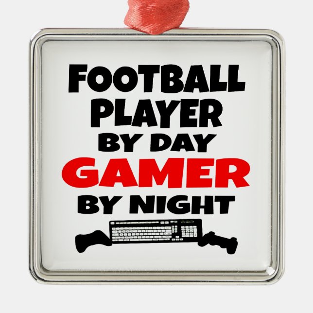 Football Player Gamer Metal Tree Decoration (Front)