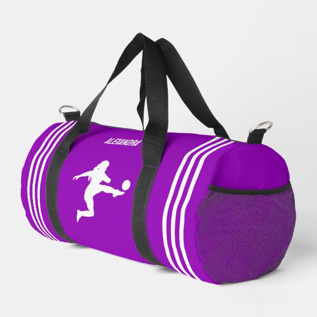 Football Player Girl, Birthday Gift, Team Duffle Bag (Right Corner)