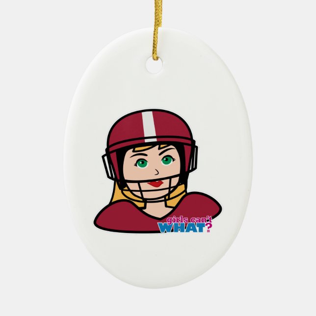 Football Player Girl Ceramic Tree Decoration (Front)