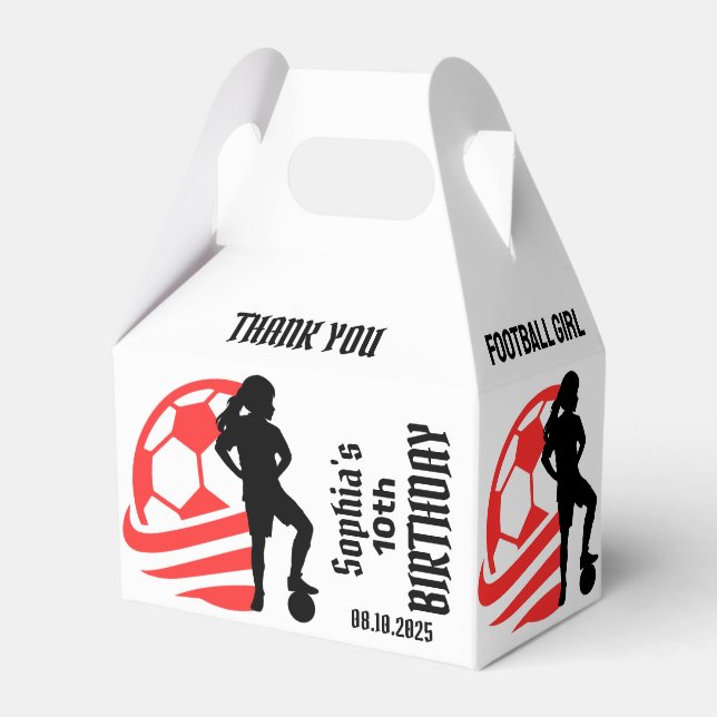 Football Player Girl, Football Girl Team Favour Bo Box (Front Side)