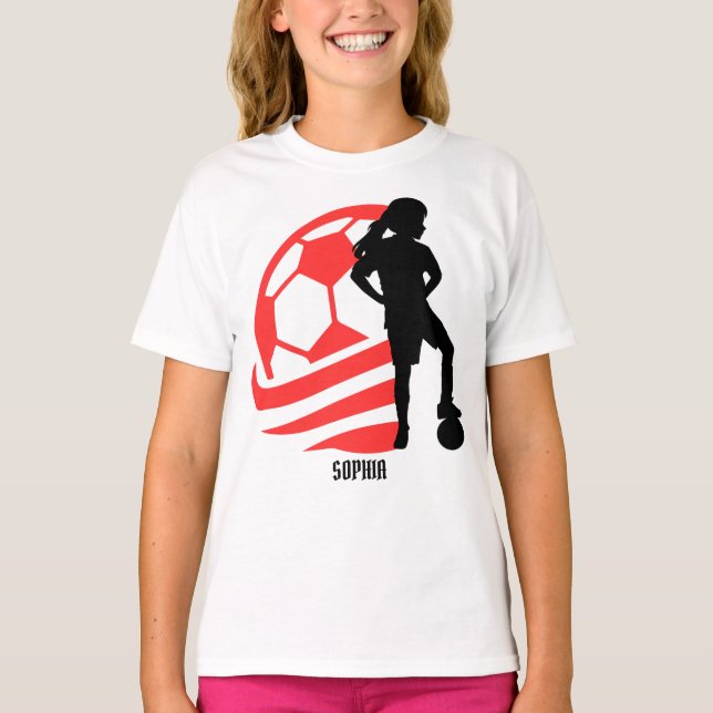 Football Player Girl, Football Girl Team Favour Bo T-Shirt (Front)