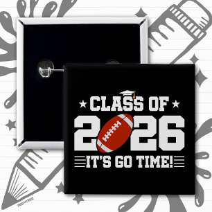 Football Player Graduation Class of 2026 Senior 15 Cm Square Badge