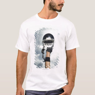 Football player holding helmet in air T-Shirt