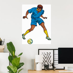 Football Player In Blue Poster