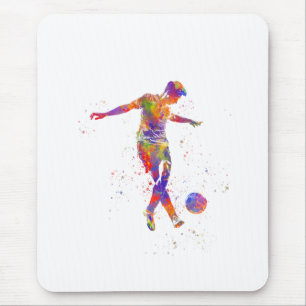 Football player in watercolor mouse pad