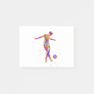 Football player in watercolor post-it notes