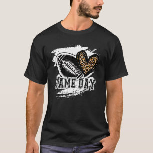 Football Player Mum Leopard Cheetah Game Day Footb T-Shirt