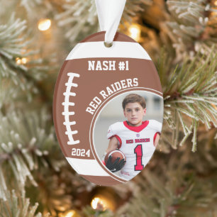 Football Player Name Number Photo Keepsake #1 Ornament
