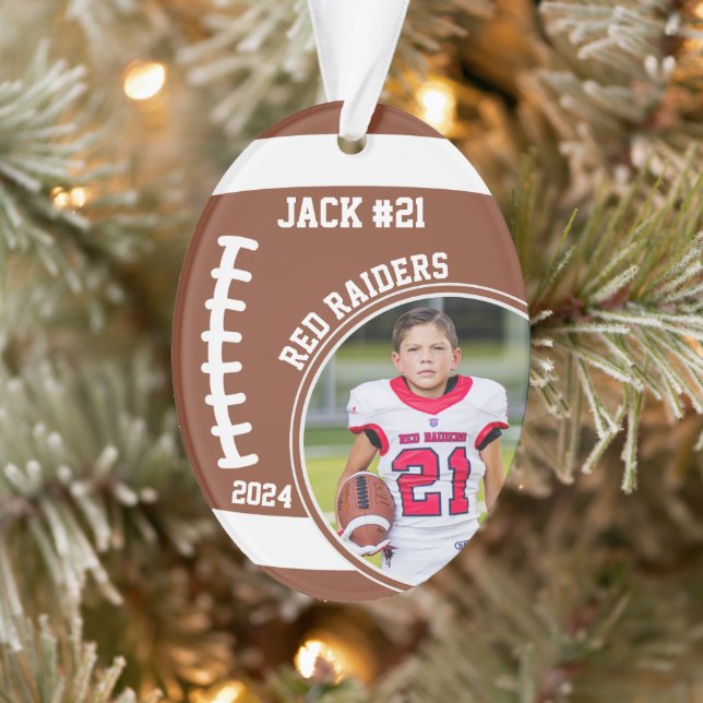 Football Player Name Number Photo Keepsake #21 Ornament (Tree)