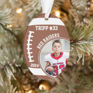 Football Player Name Number Photo Keepsake #33 Ornament