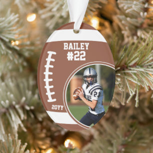 Football Player Name Number Photo Keepsake Ornament