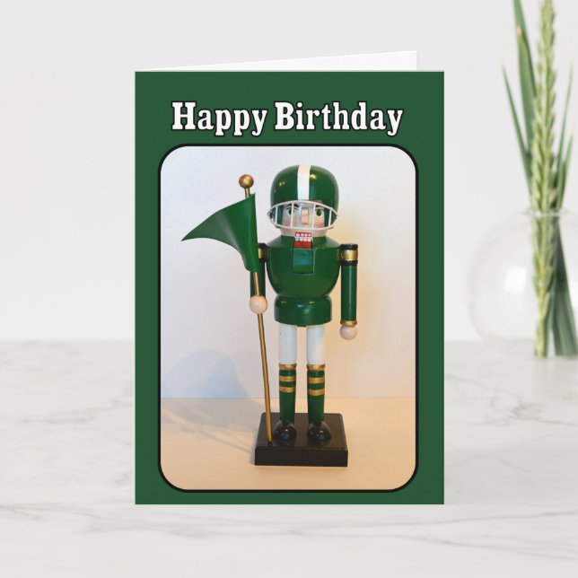 Football Player Nutcracker Happy Birthday Card (Front)