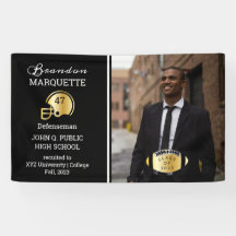 Football Player Photo Black | Gold Graduation