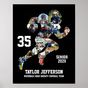 Football Player Photo Collage Custom Senior Night Poster