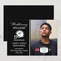 Football Player Photo Graduation Announcement