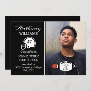 Football Player Photo Graduation Announcement