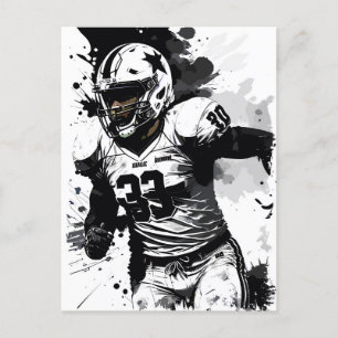 ✪ Football Player Portrait ✪ Abstract Splatter Art Postcard