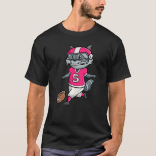 Football Player Racoon wild Animal Trash Panda T-Shirt