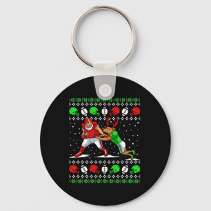 Football Player Reindeer Ugly Christmas Pajama Fun Key Ring