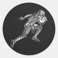 Football Player Running Quarterback Black Silver