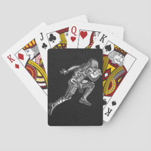 Football Player Running Quarterback Black Silver Playing Cards