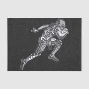 Football Player Running Quarterback Black Silver Tissue Paper