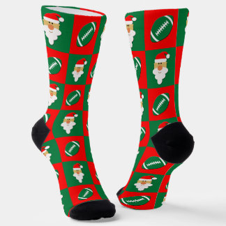 Football Player Santa Christmas Pattern Holiday Socks