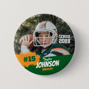 Football Player Senior Night Custom Photo Sports 6 Cm Round Badge