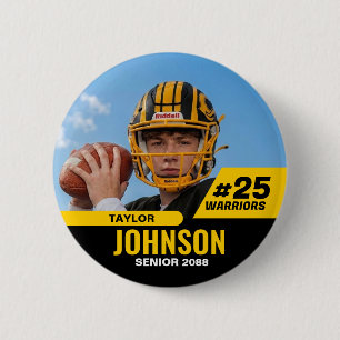 Football Player Senior Night Custom Photo Sports 6 Cm Round Badge