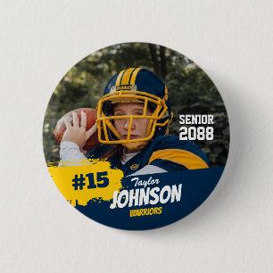 Football Player Senior Night Custom Photo Sports 6 Cm Round Badge