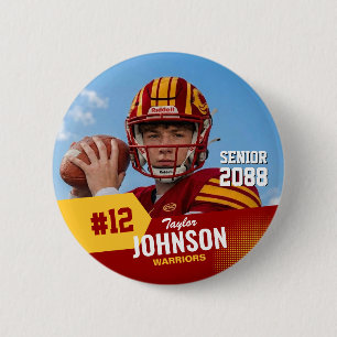 Football Player Senior Night Custom Photo Sports 6 Cm Round Badge