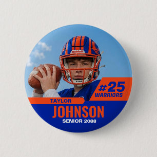 Football Player Senior Night Custom Photo Sports 6 Cm Round Badge