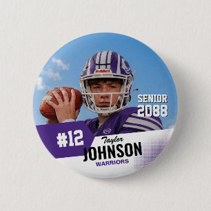 Football Player Senior Night Custom Photo Sports 6 Cm Round Badge