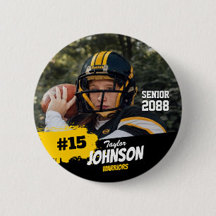 Football Player Senior Night Custom Photo Sports 6 Cm Round Badge