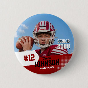 Football Player Senior Night Custom Photo Sports 6 Cm Round Badge